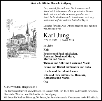 Traueranzeige von Karl Jung von Siegener Zeitung