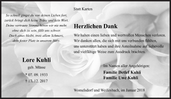 Traueranzeige von Lore Kuhli von Siegener Zeitung