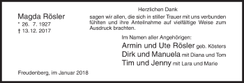 Traueranzeige von Magda Rösler von Siegener Zeitung
