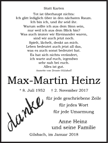 Traueranzeige von Max-Martin Heinz von Siegener Zeitung