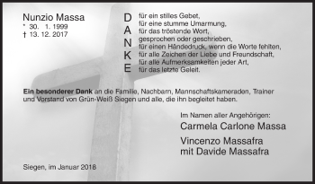 Traueranzeige von Nunzio Massa von Siegener Zeitung