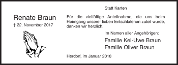 Traueranzeige von Renate Braun von Siegener Zeitung