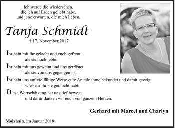 Traueranzeige von Tanja Schmidt von Siegener Zeitung