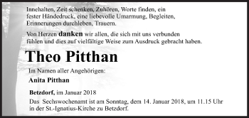 Traueranzeige von Theo Pitthan von Siegener Zeitung