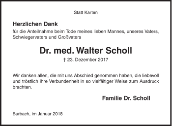 Traueranzeige von Walter Scholl von Siegener Zeitung