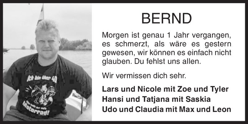  Traueranzeige für Bernd Schneider vom 13.10.2018 aus Siegener Zeitung