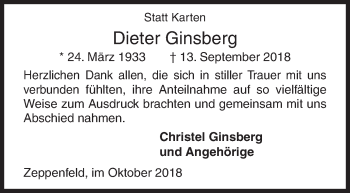 Traueranzeige von Dieter Ginsberg von Siegener Zeitung