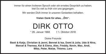 Traueranzeige von Dirk Otto von Siegener Zeitung