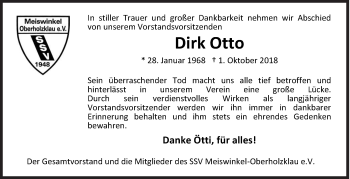 Traueranzeige von Dirk Otto von Siegener Zeitung