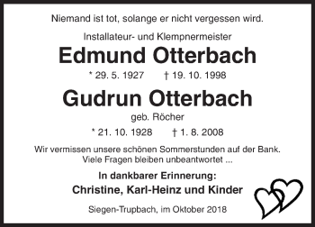 Traueranzeige von Edmund und Gudrun Otterbach von Siegener Zeitung