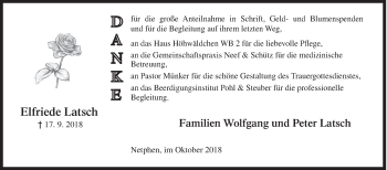Traueranzeige von Elfriede Latsch von Siegener Zeitung