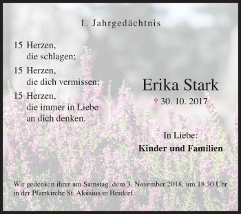 Traueranzeige von Erika Stark von Siegener Zeitung