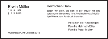 Traueranzeige von Erwin Müller von Siegener Zeitung