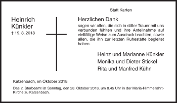 Traueranzeige von Heinrich Künkler von Siegener Zeitung