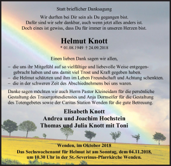 Traueranzeige von Helmut Knott von Siegener Zeitung
