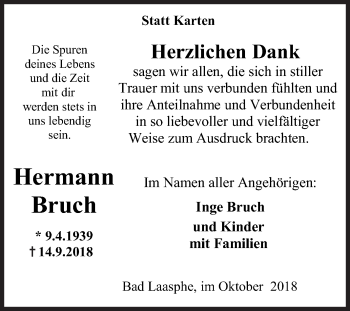 Traueranzeige von Hermann Bruch von Siegener Zeitung