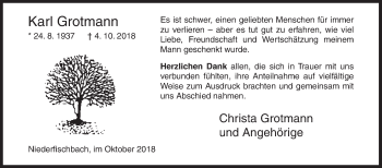 Traueranzeige von Karl Grotmann von Siegener Zeitung