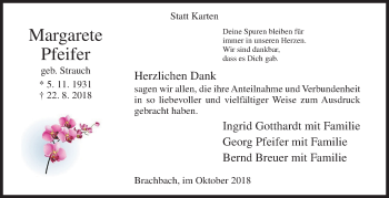 Traueranzeige von Margarete Pfeifer von Siegener Zeitung