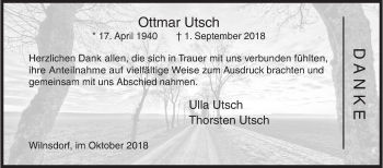 Traueranzeige von Ottmar Utsch von Siegener Zeitung