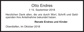 Traueranzeige von Otto Endres von Siegener Zeitung