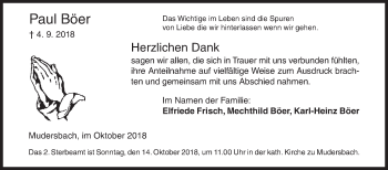 Traueranzeige von Paul Böer von Siegener Zeitung