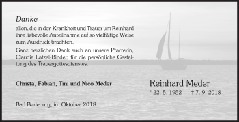 Traueranzeige von Reinhard Meder von Siegener Zeitung