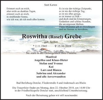 Traueranzeige von Roswitha Grebe von Siegener Zeitung