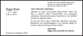 Traueranzeige von Siggi Briel von Siegener Zeitung