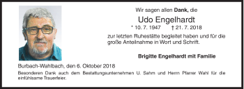 Traueranzeige von Udo Engelhardt von Siegener Zeitung
