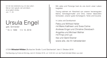 Traueranzeige von Ursula Engel von Siegener Zeitung