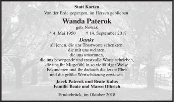 Traueranzeige von Wanda Paterok von Siegener Zeitung