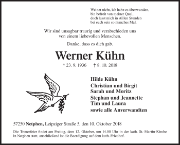 Traueranzeige von Werner Kühn von Siegener Zeitung