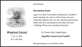 Traueranzeige von Winfried Lücke von Siegener Zeitung