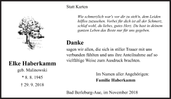 Traueranzeige von Elke Haberkamm von Siegener Zeitung