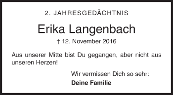 Traueranzeige von Erika Langenbach von Siegener Zeitung