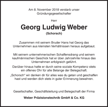 Traueranzeige von Georg Ludwig Weber von Siegener Zeitung
