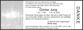 Traueranzeige von Günter Jung von Siegener Zeitung