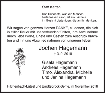 Traueranzeige von Jochen Hagemann von Siegener Zeitung