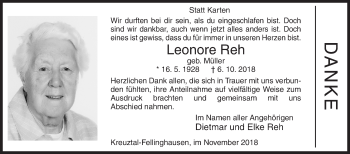 Traueranzeige von Leonore Reh von Siegener Zeitung