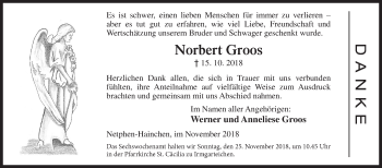 Traueranzeige von Norbert Groos von Siegener Zeitung