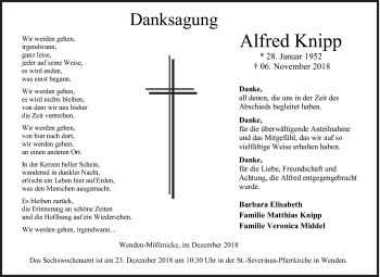 Traueranzeige von Alfred Knipp von Siegener Zeitung