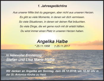 Traueranzeige von Angelika Halbe von Siegener Zeitung