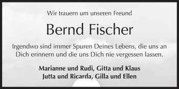 Traueranzeige von Bernd Fischer von Siegener Zeitung