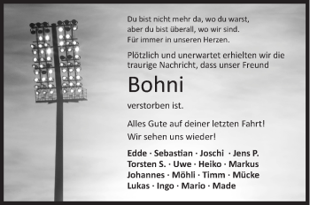 Traueranzeige von Bohni  von Siegener Zeitung