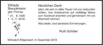 Traueranzeige von Elfriede Breuckmann von Siegener Zeitung