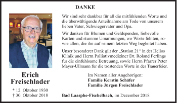 Traueranzeige von Erich Freischlader von Siegener Zeitung