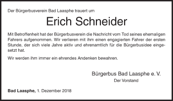 Traueranzeige von Erich Schneider von Siegener Zeitung