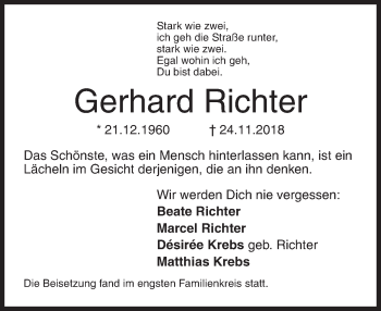 Traueranzeige von Gerhard Richter von Siegener Zeitung