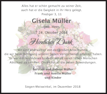 Traueranzeige von Gisela Müller von Siegener Zeitung