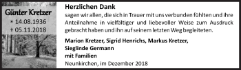 Traueranzeige von Günter Kretzer von Siegener Zeitung